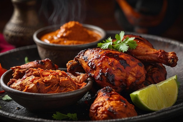 Tandoori chicken with a tangy tamarind dipping sauce