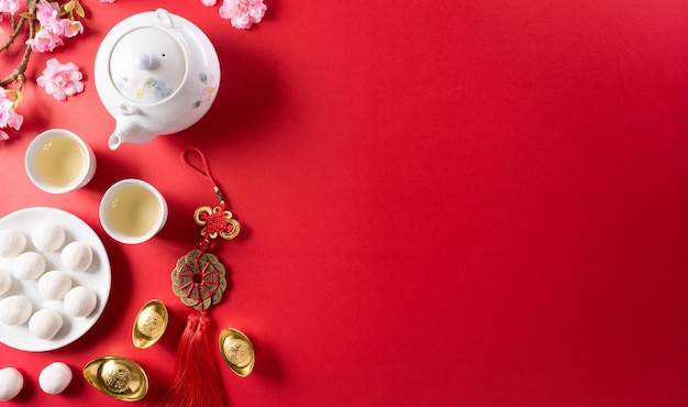 Tang Yuansweet dumplings balls a traditional cuisine for Midautumn Dongzhi winter solstice and Chinese new year Chinese characters FU in the article refer to fortune wealth money flow