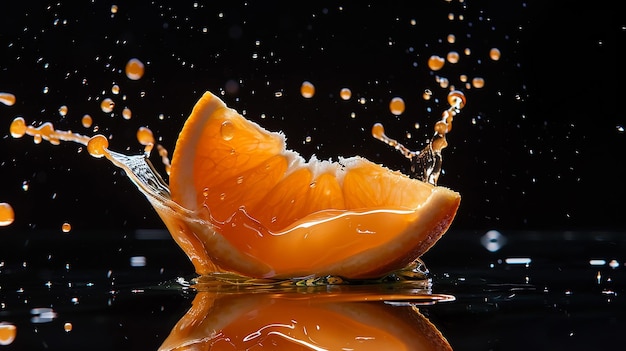 Tangerine Splash on Black Background