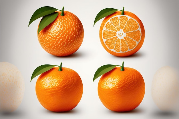 Tangerines isolated on white background from different angles