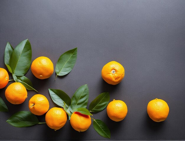 tangerines and oranges on a flat background