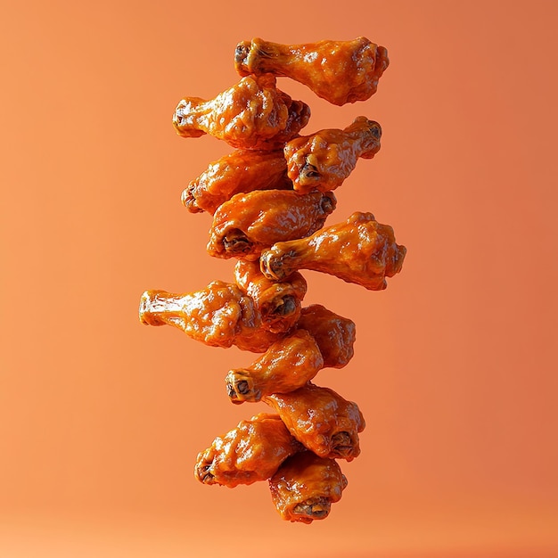 Tangy Buffalo Wings Tower Realistic 3D Presentation