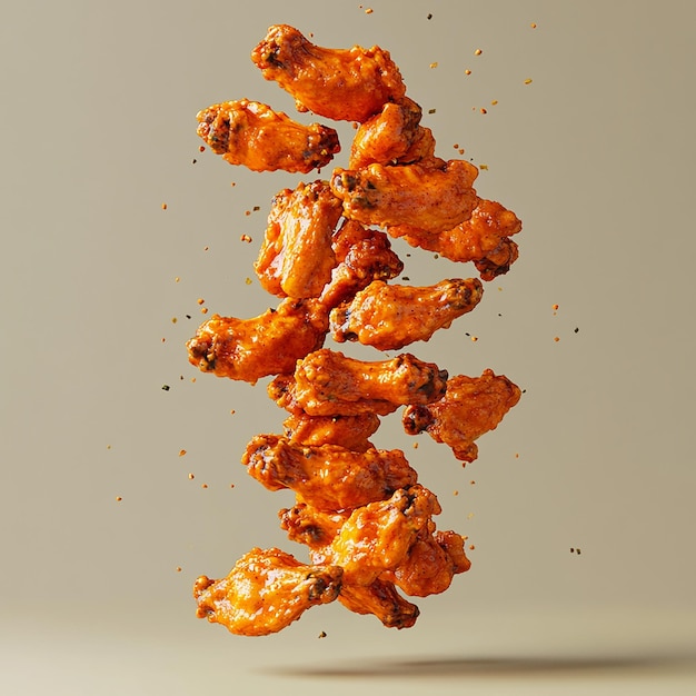 Photo tangy buffalo wings tower realistic 3d presentation