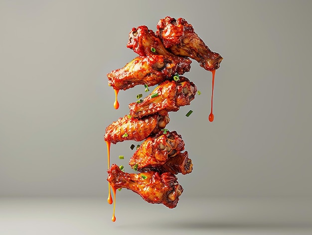 Photo tangy buffalo wings tower realistically arranged