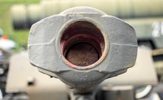 Tank gun or barrel Muzzle or flash hider closeup