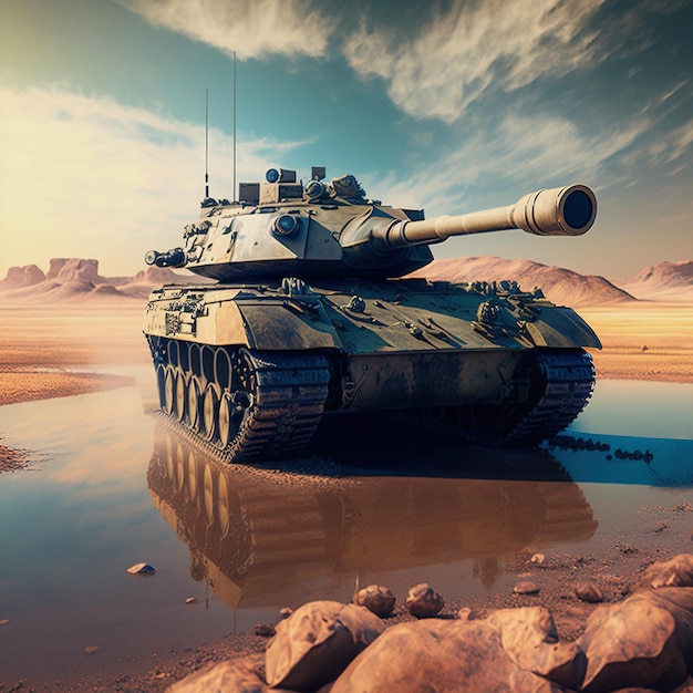 A tank is in a puddle with the word tank on it generative ai technology