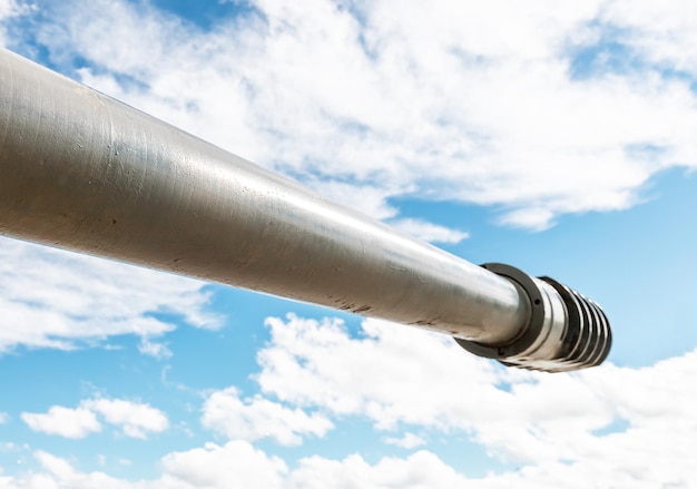 Tank muzzle over cloud sky background War military concept