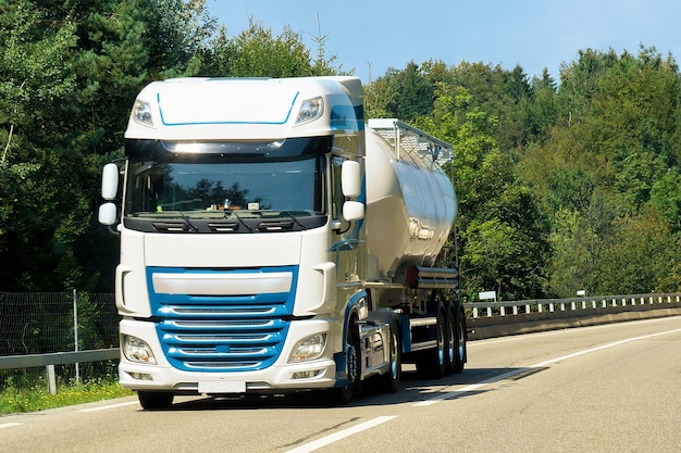 Tanker storage vessel on the highway in Switzerland