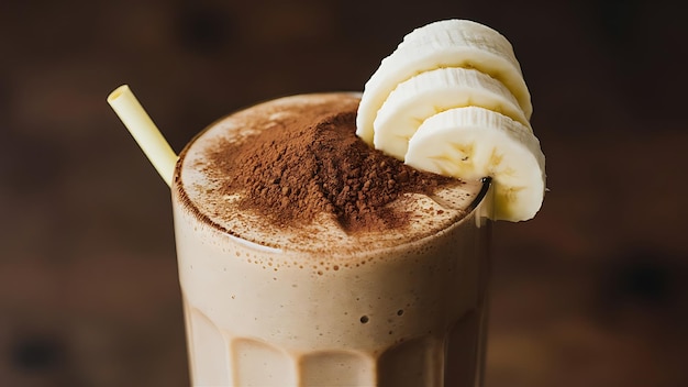 A tantalizing photo of a chocolate banana smoothie