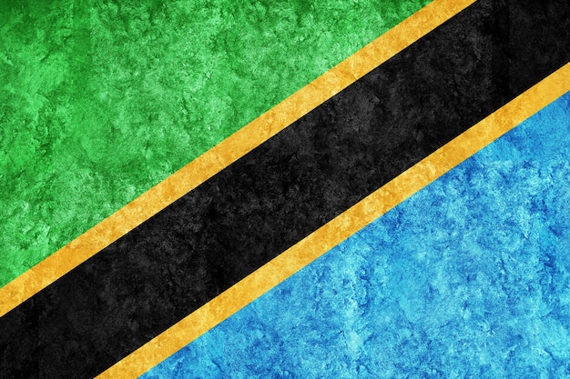 Photo tanzania metallic flag textured flag