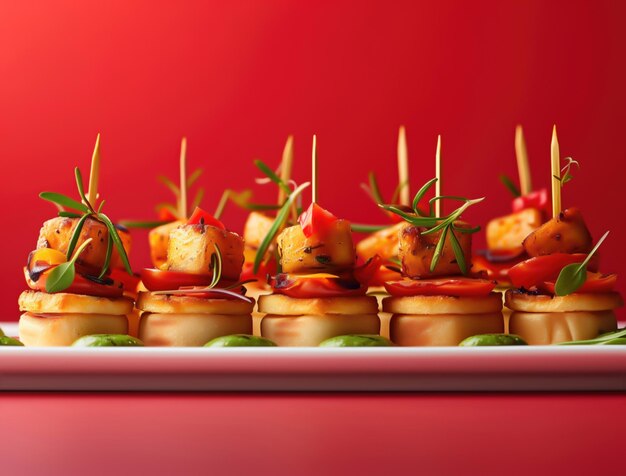 Photo tapas with bold background vibrant food presentation