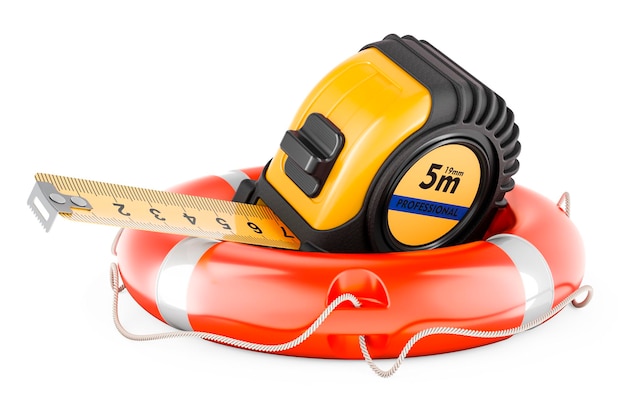 Tape measure with lifebelt 3D rendering