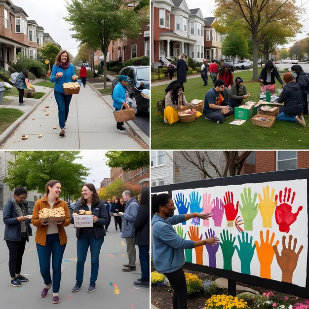 Photo tapestry of kindness a day of shared smiles generosity and connection