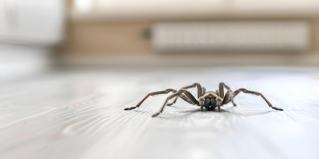 Tarantula on the floor in a modern kitchen Concept Spiders Insects Interior Design Home Decor