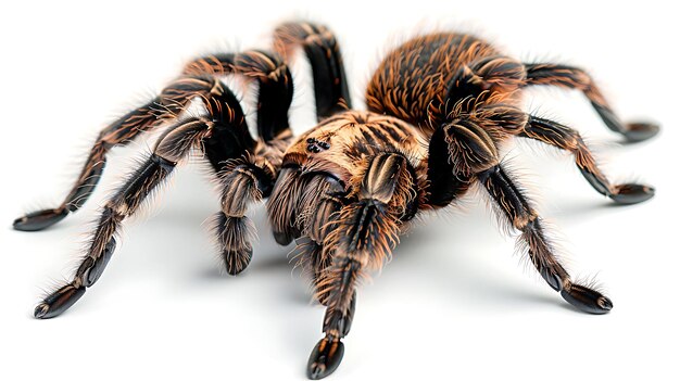 Photo tarantula spider pamphobeteus antinous is the largest spider scary and hairy portrait isolated