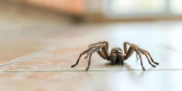 Tarantula spotted in a contemporary kitchen Concept Wildlife Encounter Unusual Sightings Home Intrusion Arachnid Invasion Unexpected Visitors