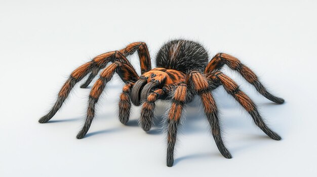 a tarantula that is on a white surface