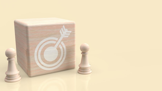 The target icon on wood cube for abstract or business concept 3d rendering