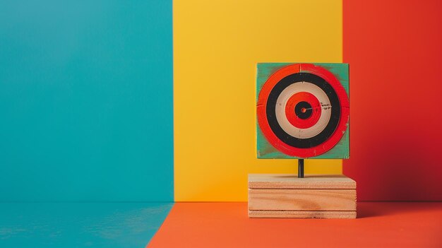 Photo target on a wooden block with an aim