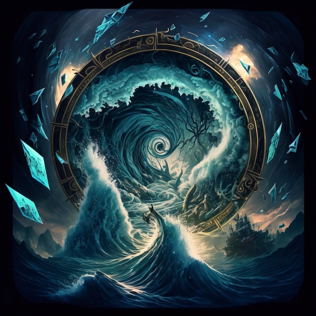 Tarot card representing the maelstrom, fantasy