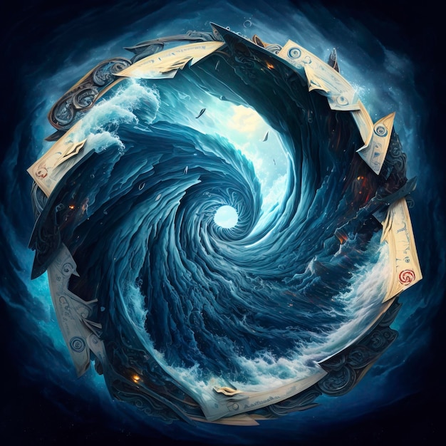 Tarot card representing the maelstrom, fantasy