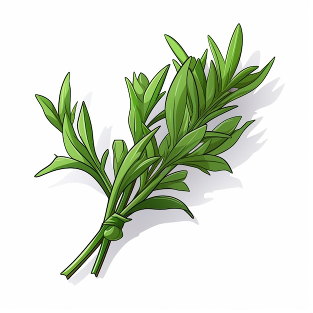 Tarragon 2d cartoon vector illustration on white backgroun