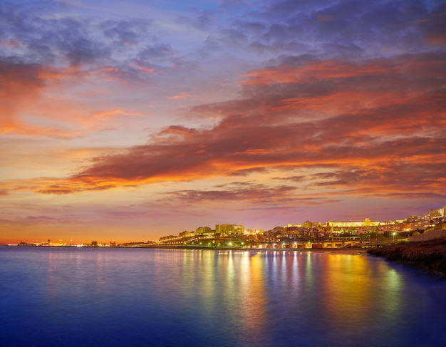 Tarragona port sunset in Mediterranean sea of spain