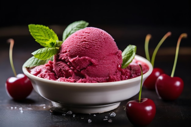 Tart Cherry Mint Sorbet Vegan Dessert