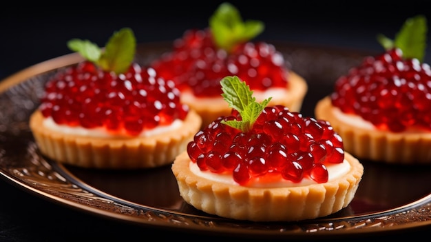 Tartlets with red salmon fish caviar salmon caviar neural network ai generated