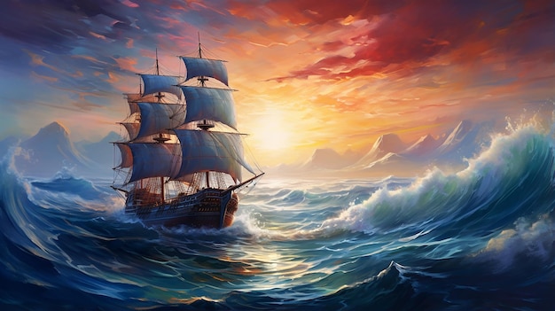 A Taste of Freedom in the Blue Ocean paintings that express a sense of freedom and adventure