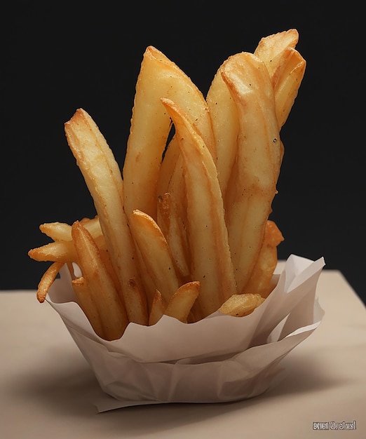 The Tastiest French fries are spicy with a dark background