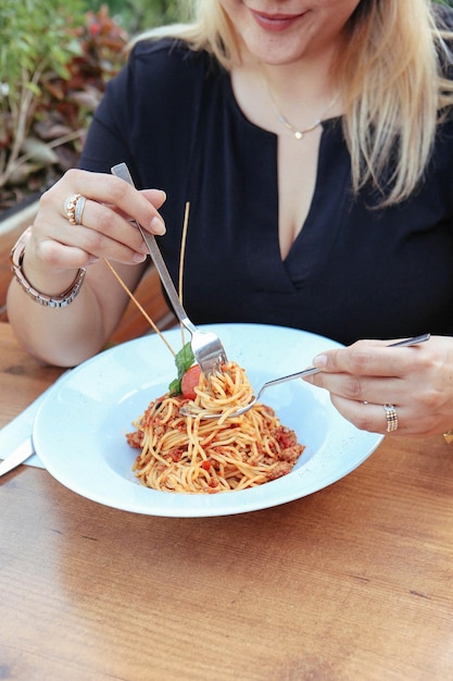 Tasty appetizing classic Italian pasta with a delicious sauce