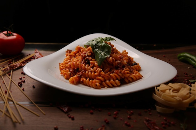 Tasty appetizing classic Italian pasta with a delicious sauce.