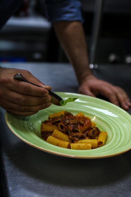 Tasty appetizing classic Italian pasta with a delicious sauce.