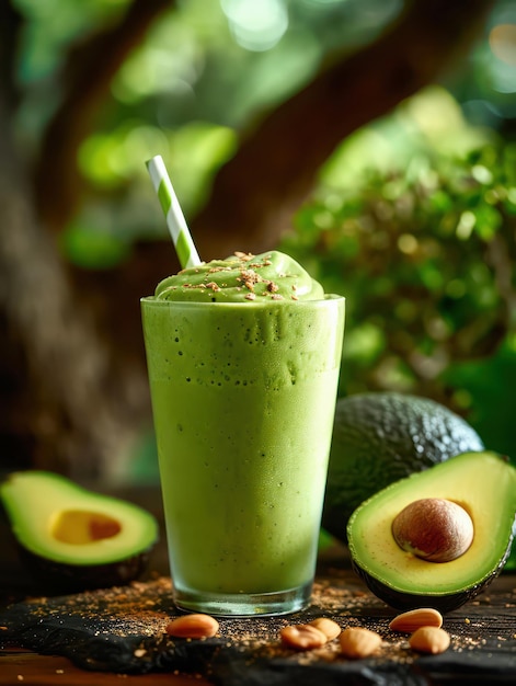 tasty avocado smoothie in a glass