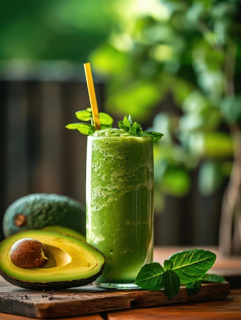 tasty avocado smoothie in a glass