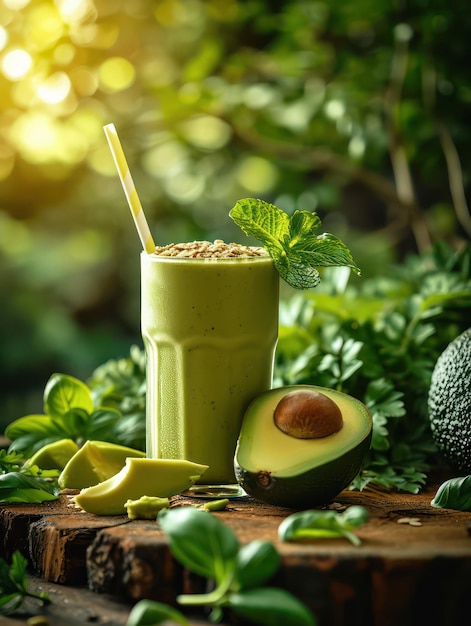 tasty avocado smoothie in a glass