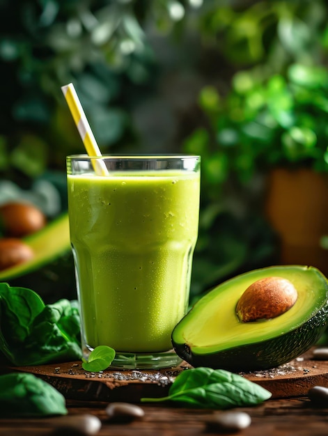 tasty avocado smoothie in a glass