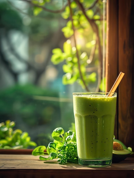 tasty avocado smoothie in a glass