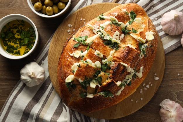 Tasty bakery product garlic bread homemade bread