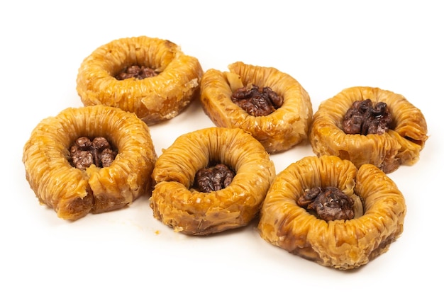 Tasty baklava isolated on white background.