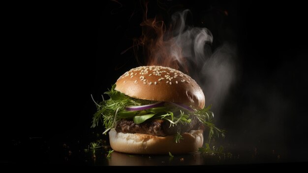 Tasty beef burger Illustration AI Generative