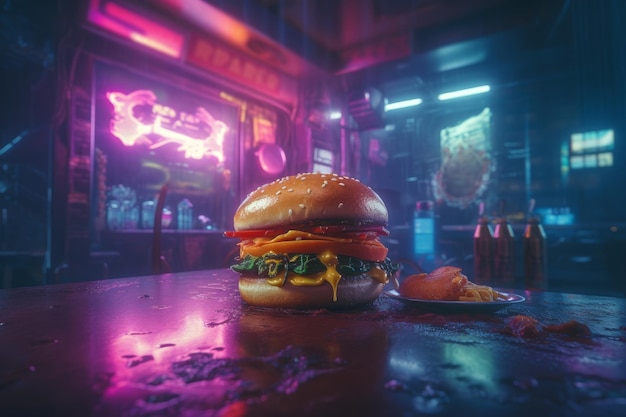 Tasty burger 3d vaporwave Generate Ai