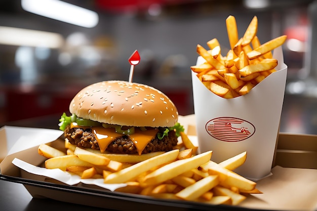 tasty burger isolated on white background fresh hamburger fastfood with beef and cheese by AI