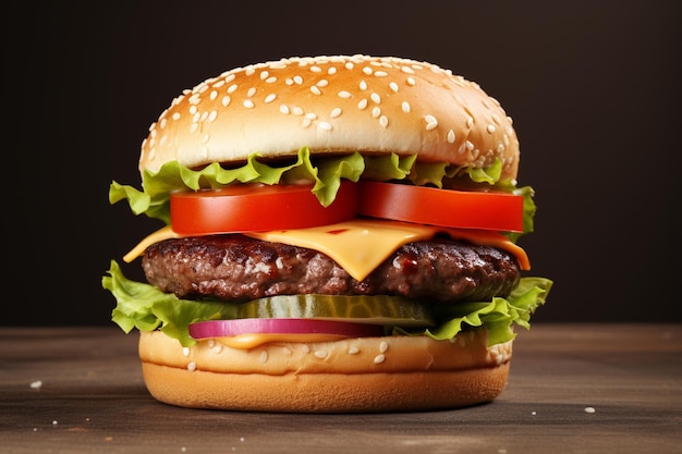 Tasty burger isolated on white background fresh hamburger fastfood with beef and cheese