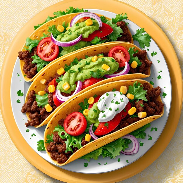 Tasty Cartoon Taco Filled with Fresh and Flavorful Ingredients