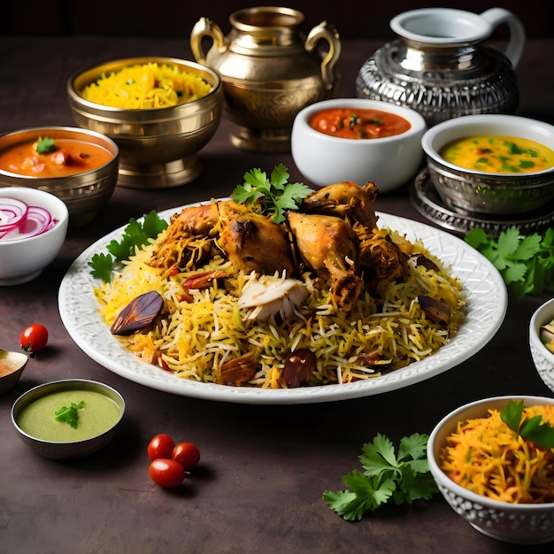 Photo tasty chicken biryani plate dish picture