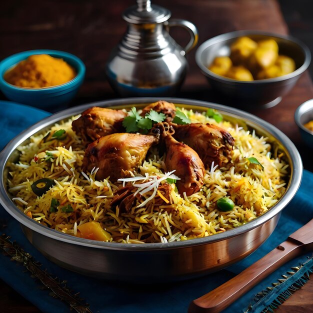 Photo tasty chicken biryani plate dish picture