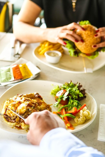 Tasty chicken meal on the table