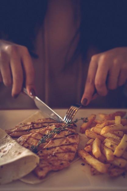 Tasty chicken meal on the table